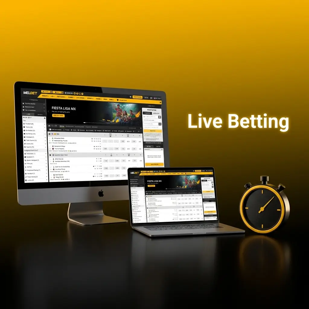 Melbet live betting screen with in-play odds, match tracker and quick bet slip for cricket, football, tennis and more