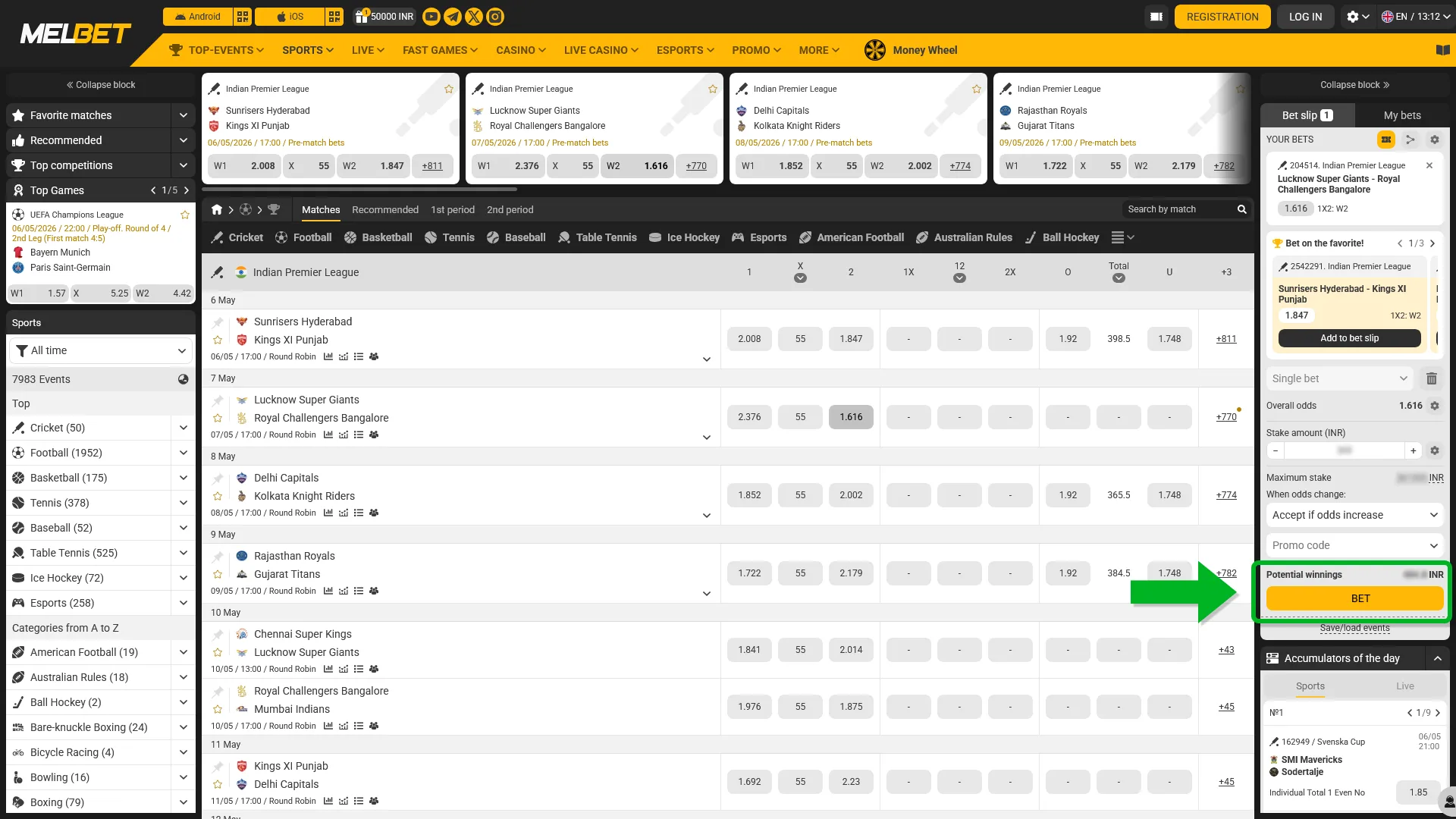 Confirm your sports bet on the Melbet platform to start winning today.