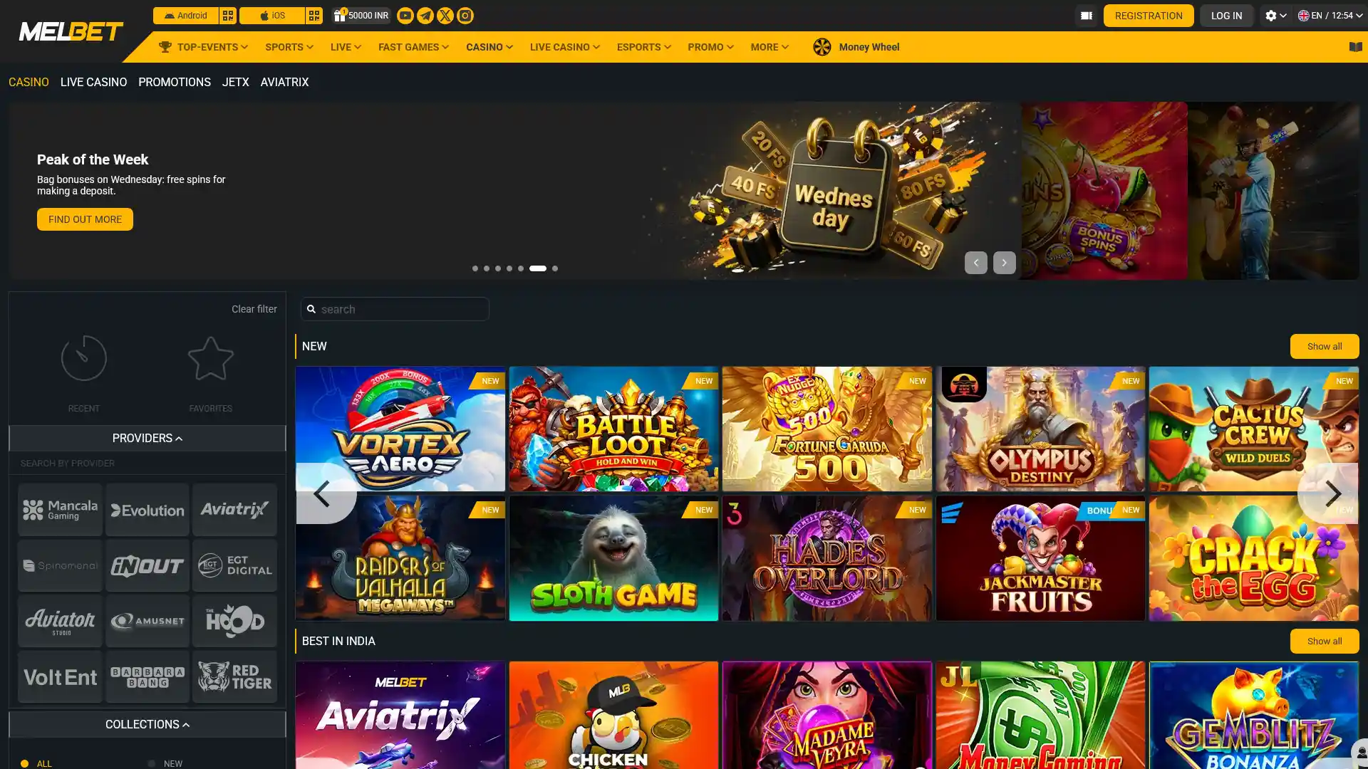 Open the casino category and enjoy top games on the Melbet India site.