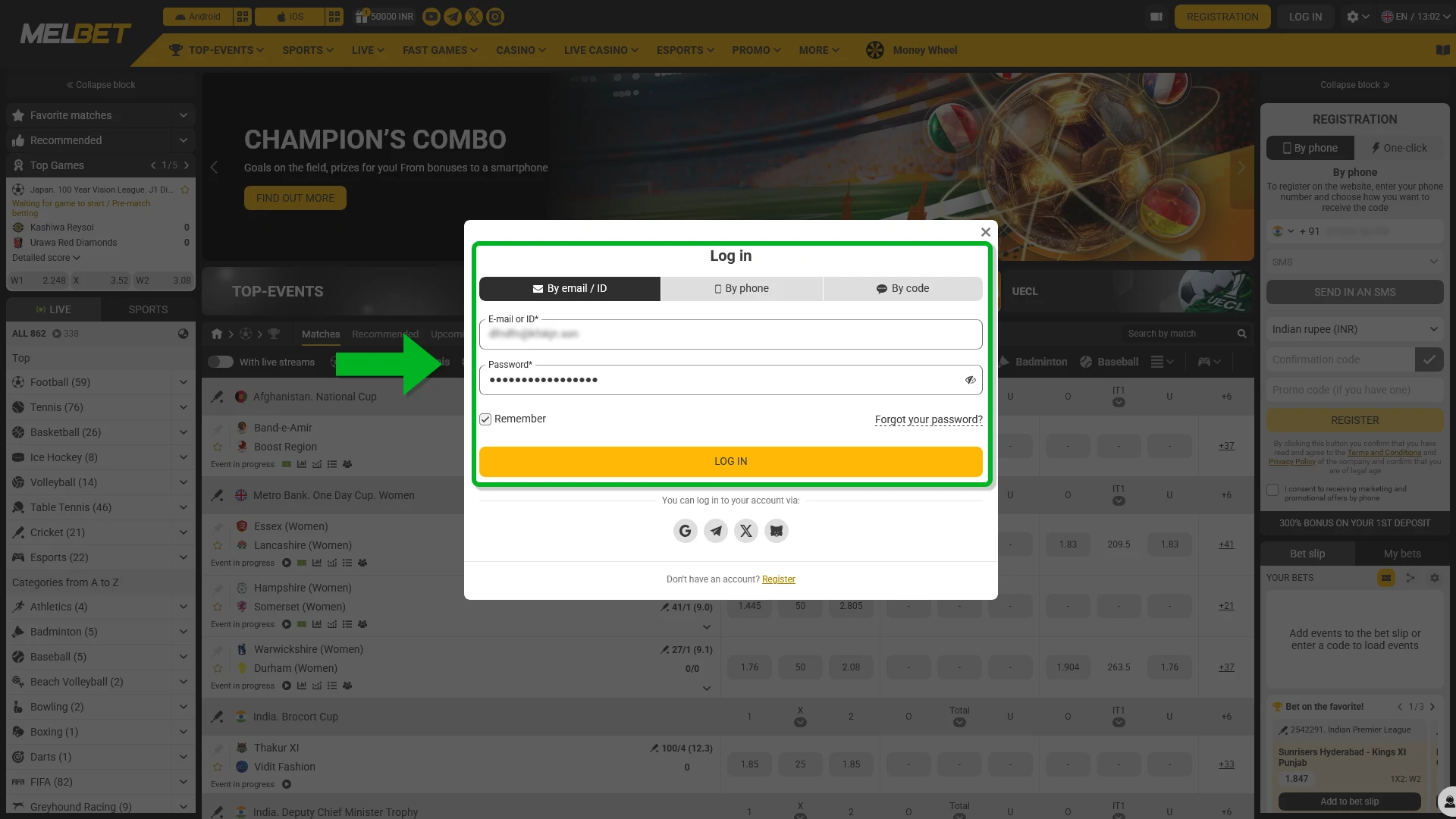 Provide your personal login credentials at Melbet to verify your account identity.