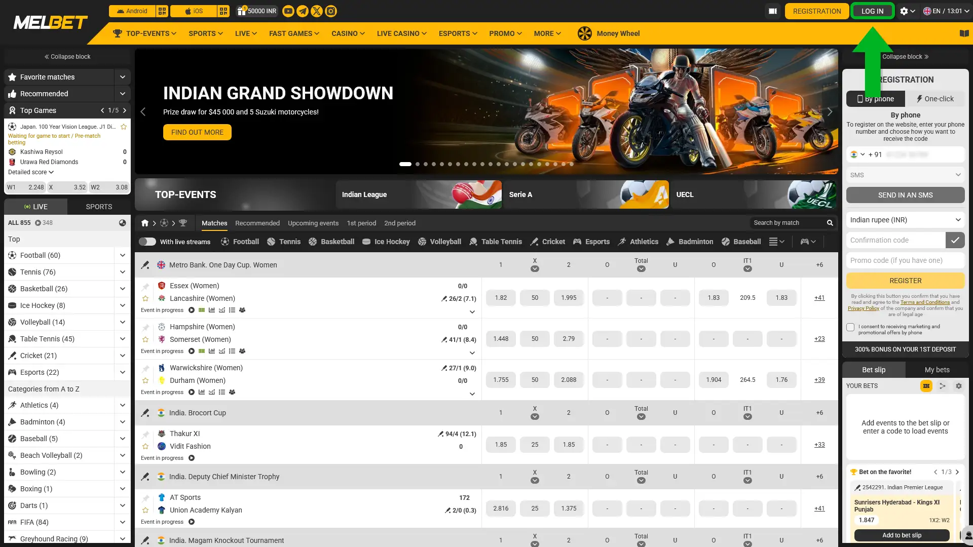 Access the official Melbet website and open the log in form to start your betting session.