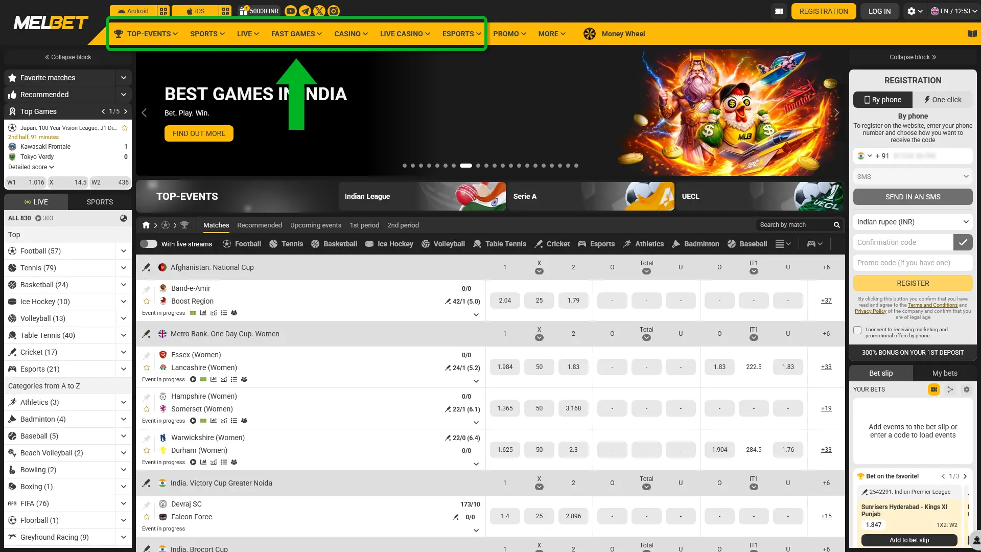 Enter your profile and start playing top casino games on the Melbet platform.